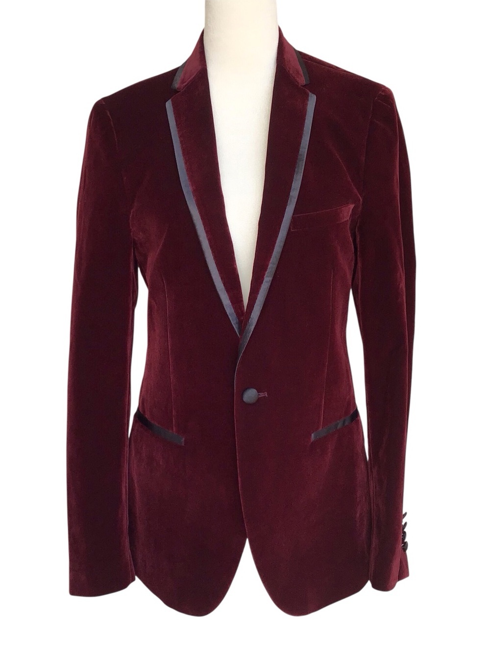 Paisley & Gray Burgundy Velvet Blazer Jacket Slim Fit 36R $179.99